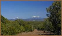Dirt road through the Westwood Ranches with mountain vista