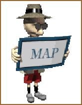 Cartoon character holding a map